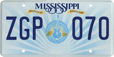 MS license plate ZGP070