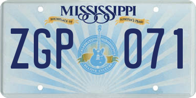 MS license plate ZGP071
