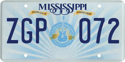 MS license plate ZGP072