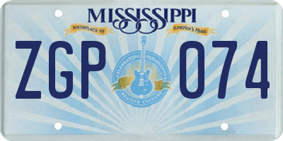 MS license plate ZGP074