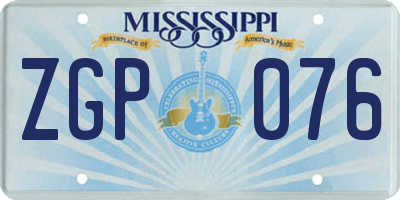 MS license plate ZGP076