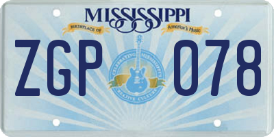MS license plate ZGP078