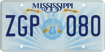 MS license plate ZGP080