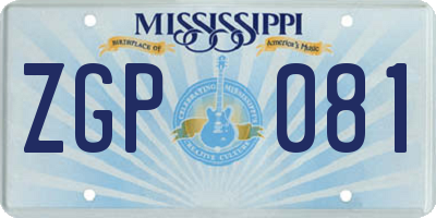 MS license plate ZGP081