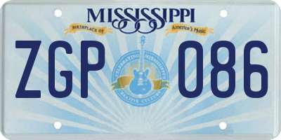MS license plate ZGP086