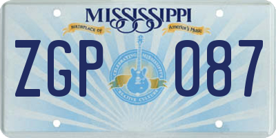 MS license plate ZGP087