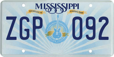 MS license plate ZGP092