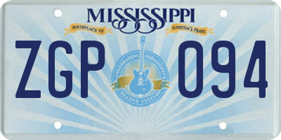 MS license plate ZGP094