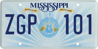MS license plate ZGP101
