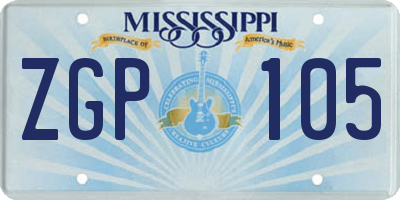 MS license plate ZGP105