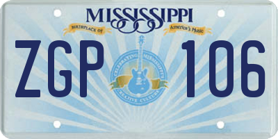 MS license plate ZGP106