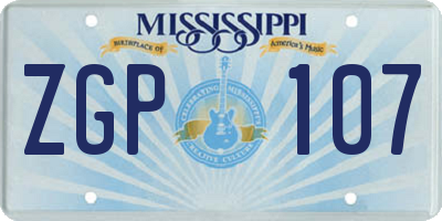 MS license plate ZGP107