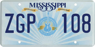 MS license plate ZGP108