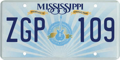 MS license plate ZGP109