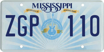 MS license plate ZGP110