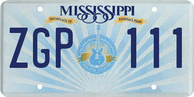 MS license plate ZGP111
