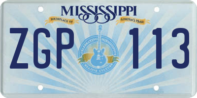MS license plate ZGP113