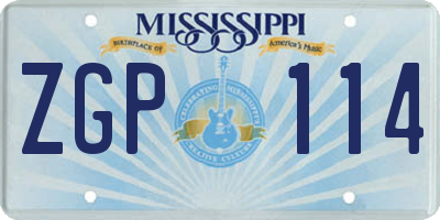 MS license plate ZGP114