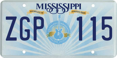 MS license plate ZGP115