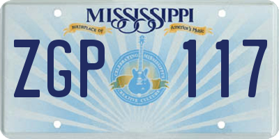 MS license plate ZGP117