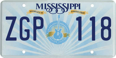 MS license plate ZGP118