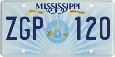 MS license plate ZGP120