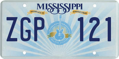 MS license plate ZGP121