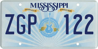 MS license plate ZGP122