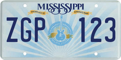 MS license plate ZGP123