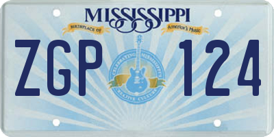 MS license plate ZGP124