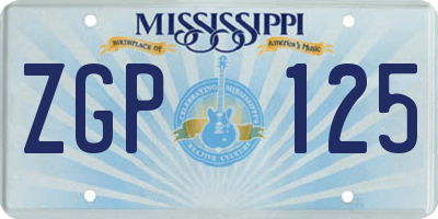 MS license plate ZGP125
