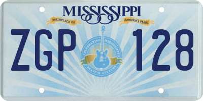 MS license plate ZGP128