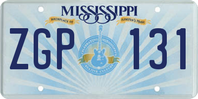 MS license plate ZGP131