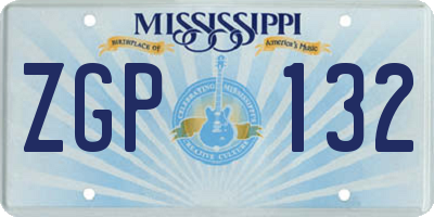MS license plate ZGP132