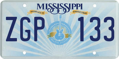 MS license plate ZGP133