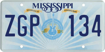 MS license plate ZGP134