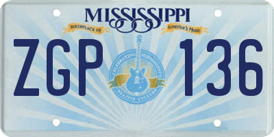 MS license plate ZGP136