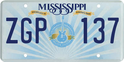 MS license plate ZGP137