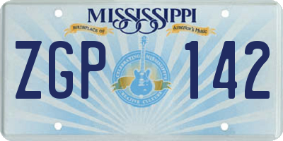 MS license plate ZGP142