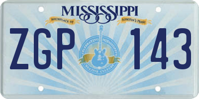 MS license plate ZGP143