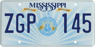 MS license plate ZGP145