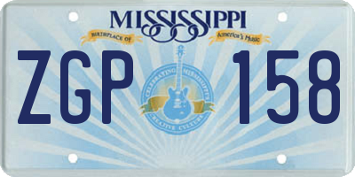 MS license plate ZGP158