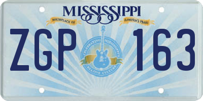 MS license plate ZGP163