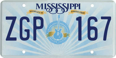 MS license plate ZGP167