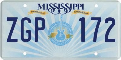 MS license plate ZGP172