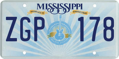 MS license plate ZGP178