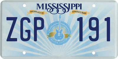 MS license plate ZGP191