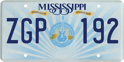 MS license plate ZGP192