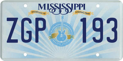 MS license plate ZGP193