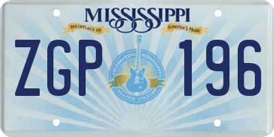 MS license plate ZGP196